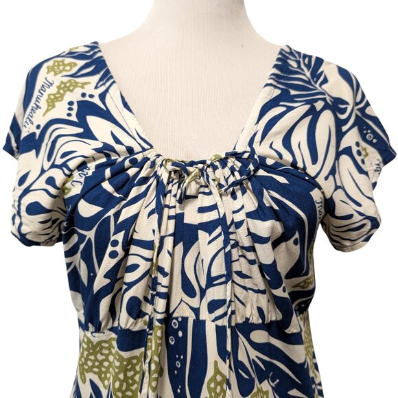Vintage Manuheali'i Womens Sz S/M? Blue White Aloha Hawaiian Self Tie S/S Dress - Picture 5 of 9